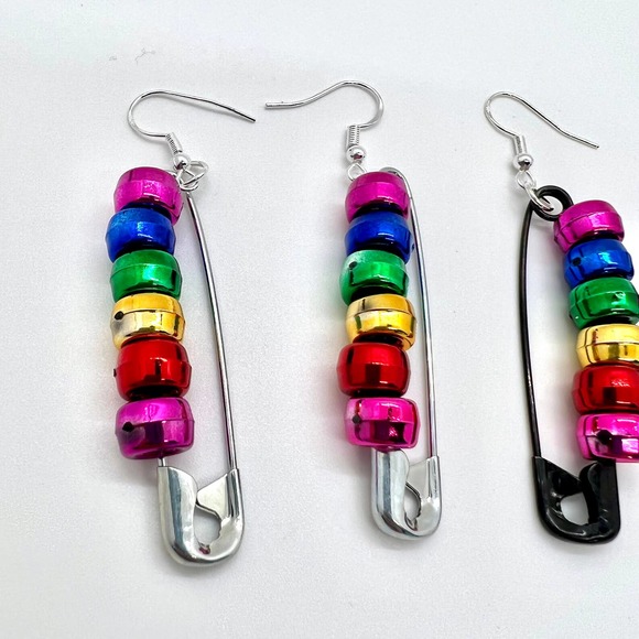 Rainbow Earrings - Safety Pin Earrings - Pride Earrings - Teen Earrings - LGBTQ - Picture 4 of 9